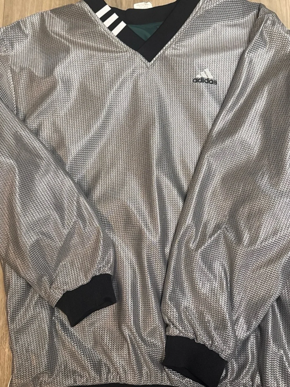 Adidas Dark Green Pullover Windbreaker with White Stripes